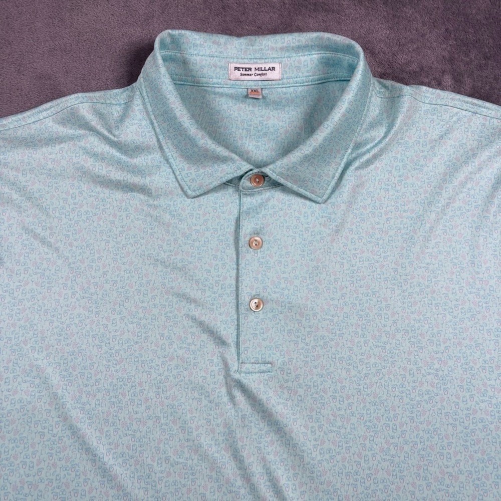 Peter Millar Polo Shirt Mens 2XL Blue Dazed and Transfused Performance Golf XXL - Picture 12 of 14